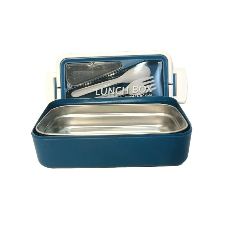 2 Compartment Insulated Lunch Box Blue