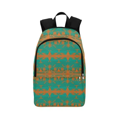 Between the Mountains Deep Lake Orange Fabric Backpack for Adult