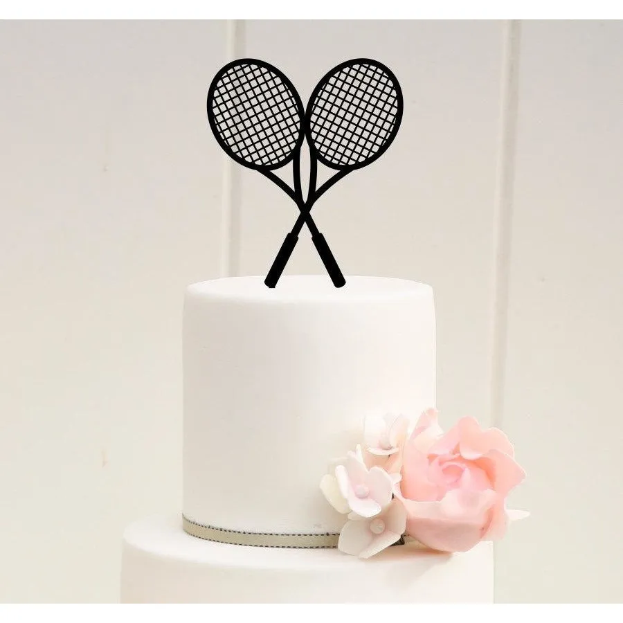 Crossed Tennis Rackets Tennis Birthday or Wedding Cake Topper - Tennis Racquet Cake Topper