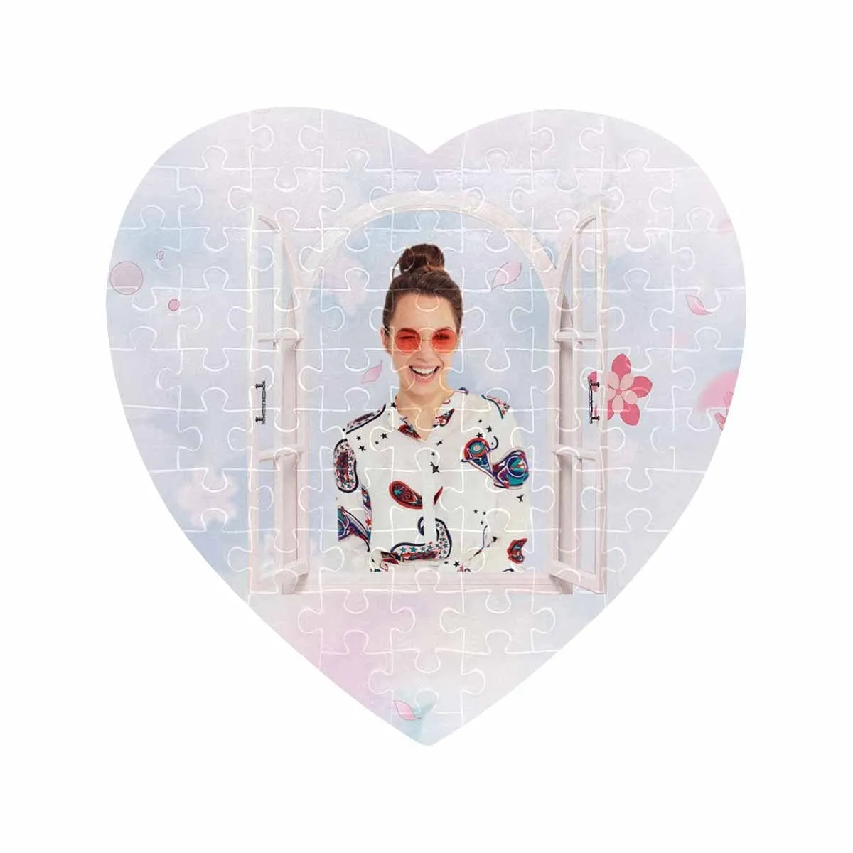 Custom Photo White Window Heart-Shaped Jigsaw Puzzle Best Indoor Gifts 75 Pieces