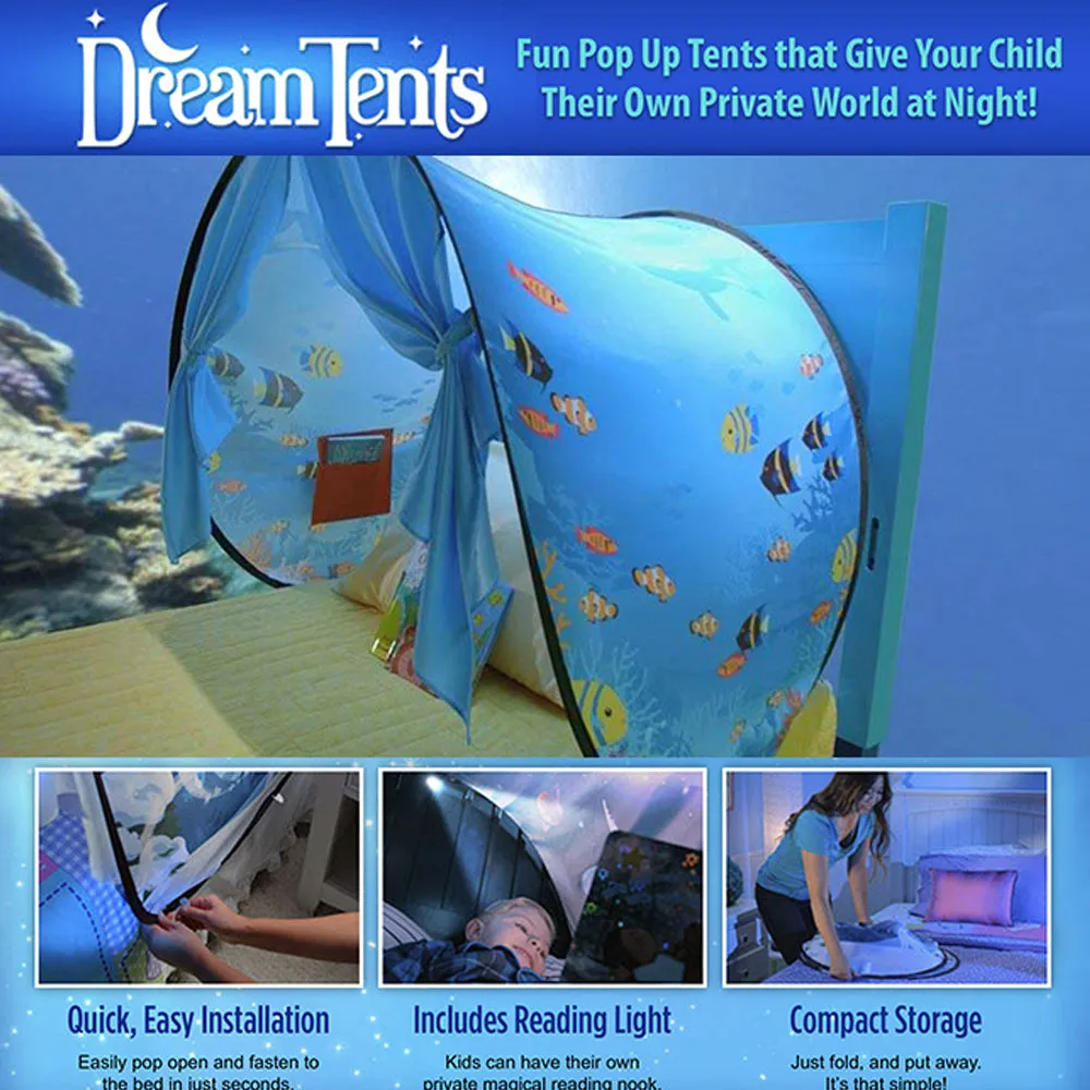 DreamTents Fun Pop Up Tent - Undersea World - Twin (w/ Light)