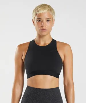 Gymshark 315 Performance High Neck Sports Bra - Black/Graphite Grey