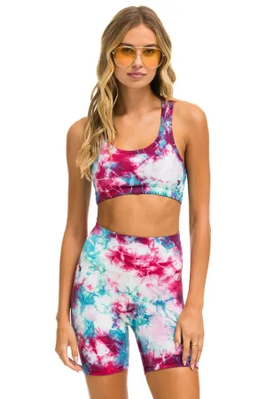 HAND DYED SPORTS BRA - TIE DYE TURQUOISE