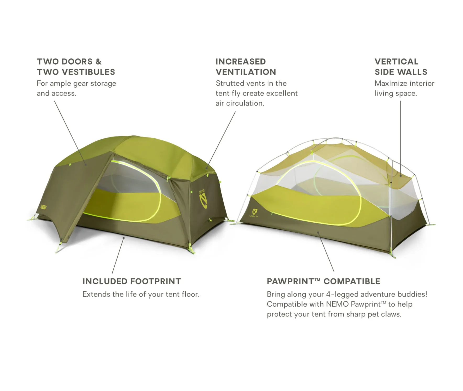 Nemo Aurora 2 Person Tent w/ Footprint