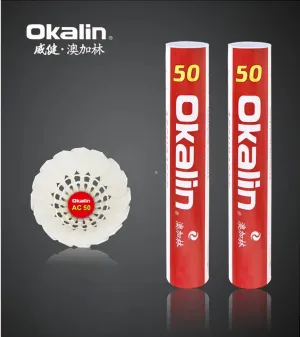 Okalin Shuttlecocks AC50 Red Permium Goose Feather One Douzen