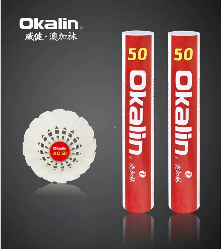 Okalin Shuttlecocks AC50 Red Permium Goose Feather One Douzen