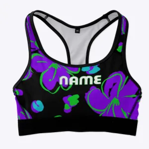 Purple Plumeria Custom Racerback Sports Bra