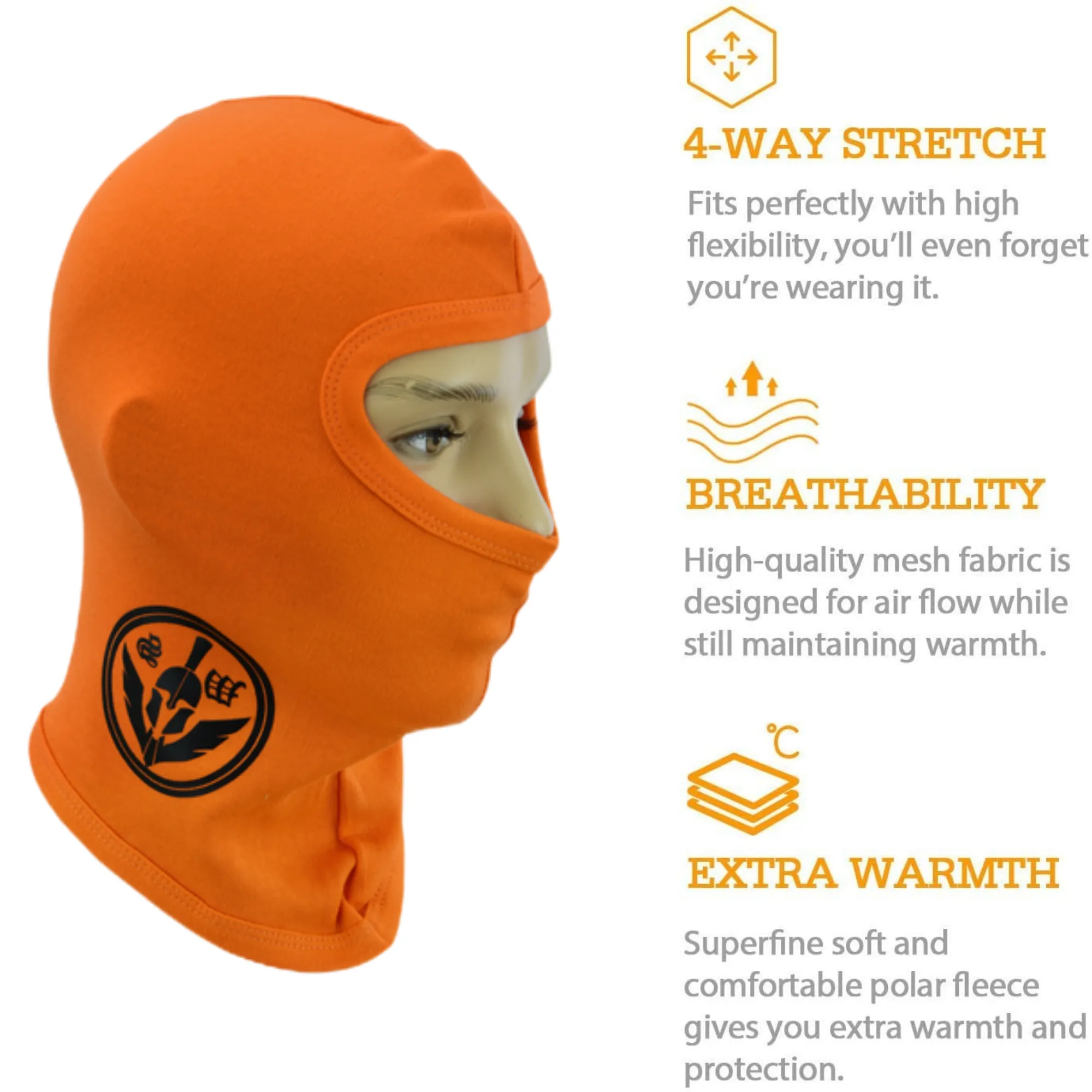 Warrior Gears®100% Cotton Motorcycle Balaclava | Face Mask -Orange