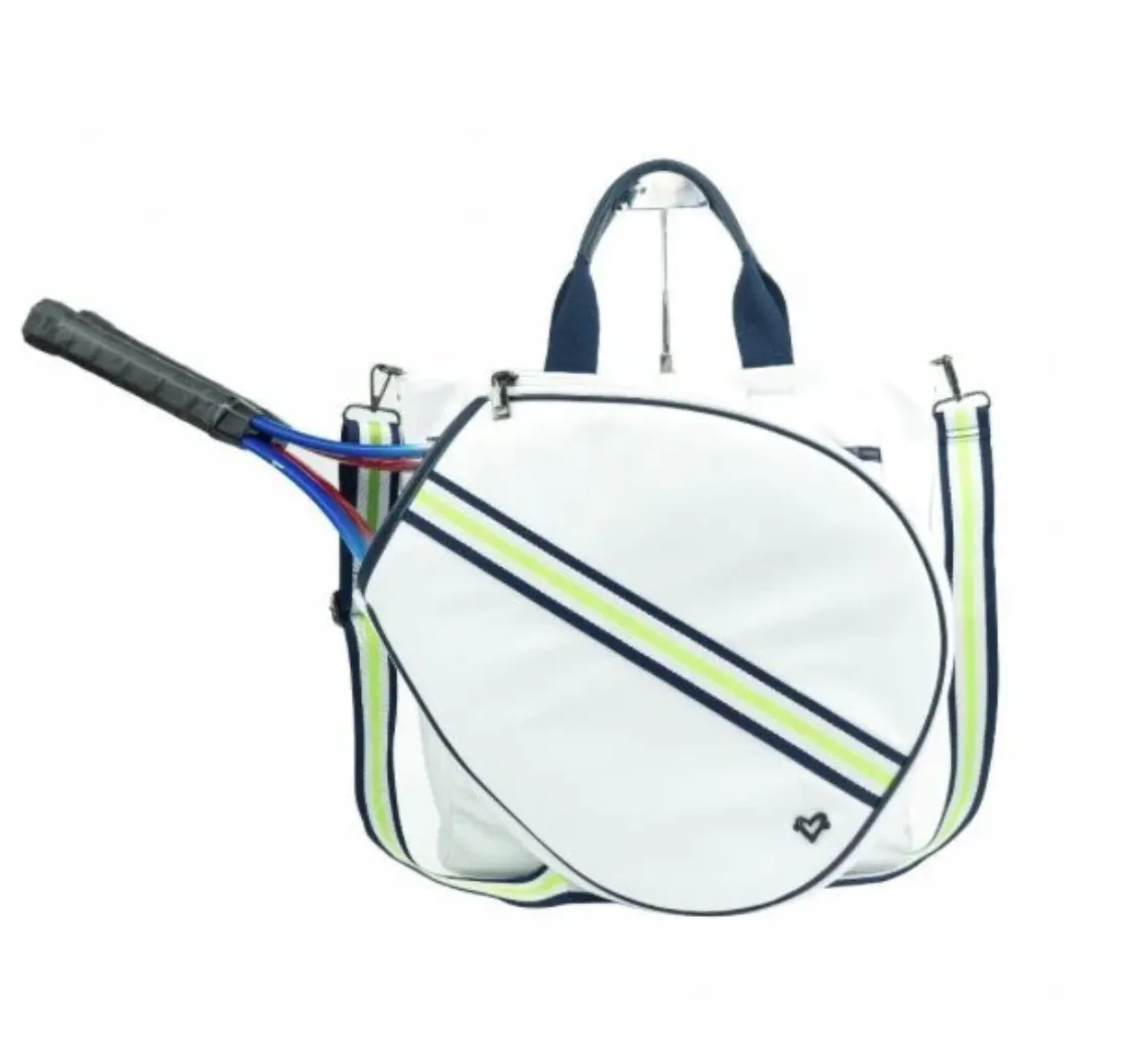 White & Navy Tennis Bag