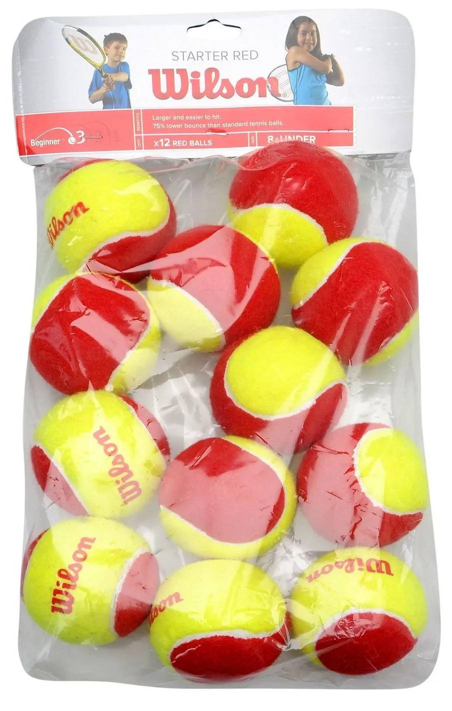 Wilson Starter Red Tennis Balls 12-Pack (Stage 3) Age 2-8